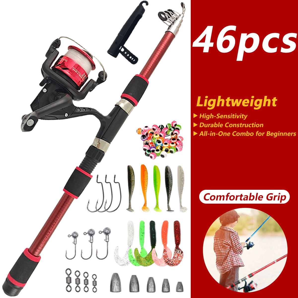 46Pcs Telescopic Fishing Rod R – Freshwater Line recenzja i cena