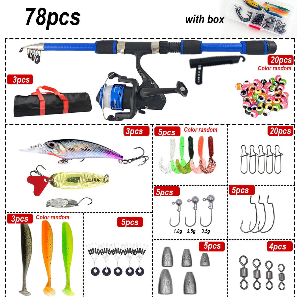 46Pcs Telescopic Fishing Rod R – Freshwater Line recenzja i cena