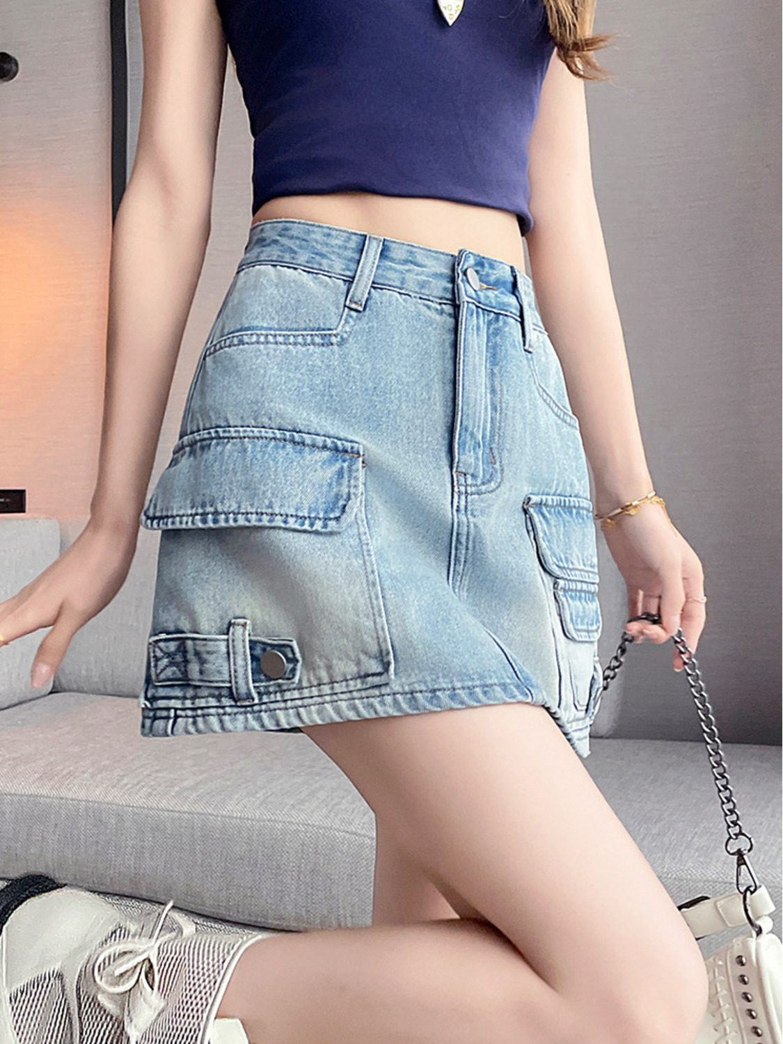 Women High Waist Cargo Denim M – Fly Line recenzja i cena